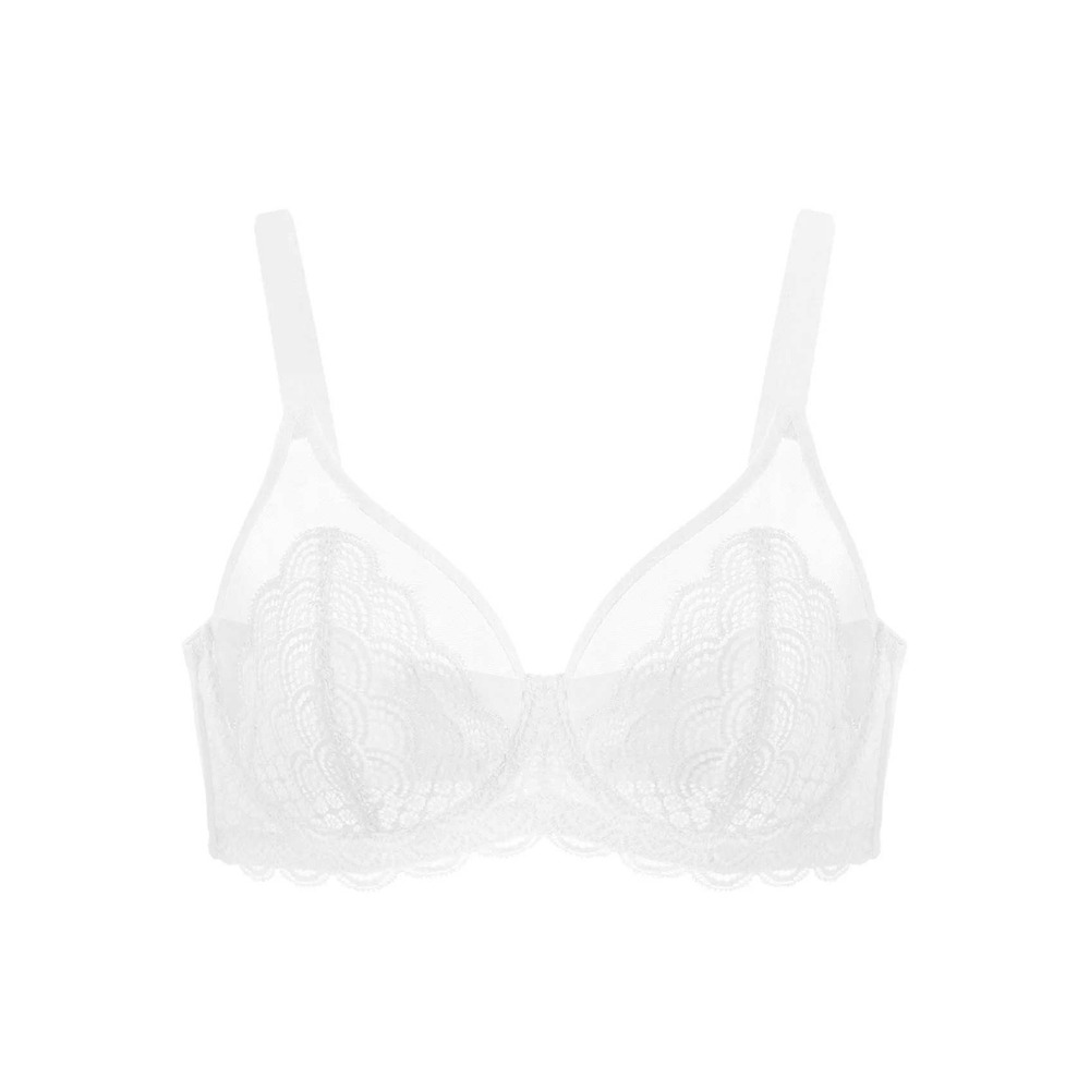 HSIA Mermaid Scales Lace Unlined Minimizer Bra White 38C NEW